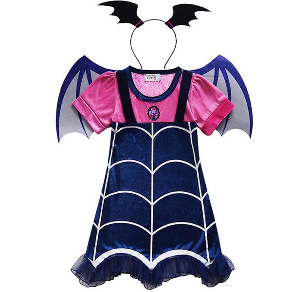 Halloween-asu tytöille, Vampirina Cosplay -asu, mekko lepakkosiivillä ja pääkoristeella, joulu- ja syntymäpäiväasu lapsille 4-5 Years