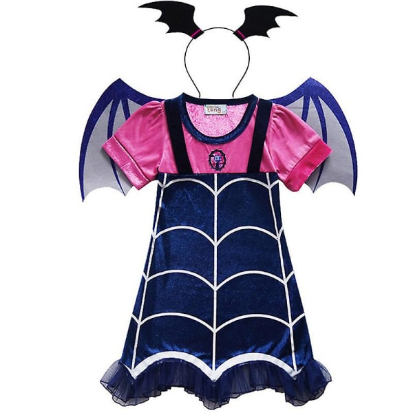 Halloween kostyme for jenter, Vampirina Cosplay Fancy Dress Up, Kle med flaggermusvinger og hodeplagg, Julebursdagskostyme for barn 6-7 Years