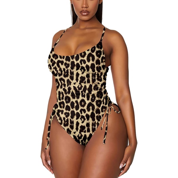 Naisten Ruched High Cut yksiosainen uimapuku Tummy Control Monokini Bikinit Khaki XL