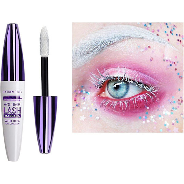 4d Silkefiber Vandtæt Mascara Lang Tyk Lash Mascara Farverig Mascara Fortykkelse Forlængelse Til Makeup White