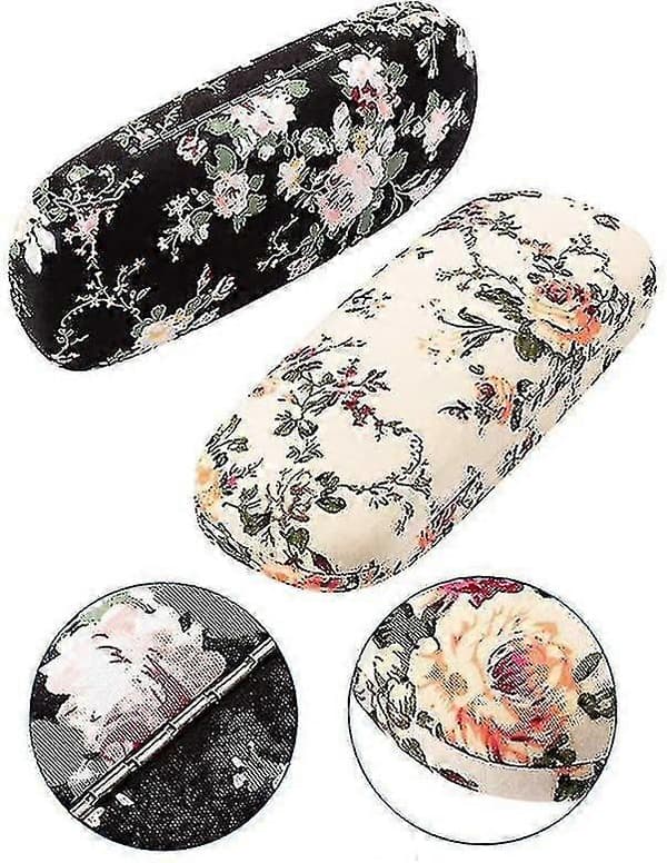 Glasögonfodral, 2-pack Portabelt Glasögonfodral med Blomstertryck