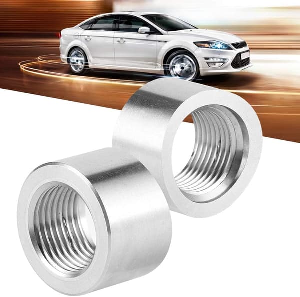 Lambda Sensor Nut Bung 2PCS Lambda Sensor Bung Adapter Stainless Steel SS304 M18 x 1.5 Internal Threaded Slotted O2 Lambda Sensor Accessories