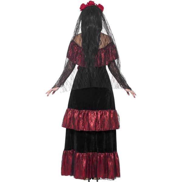Smiffys Deluxe Brud Dag for de Døde Kostumesæt til Kvinder Sort/Rød Black/Red S