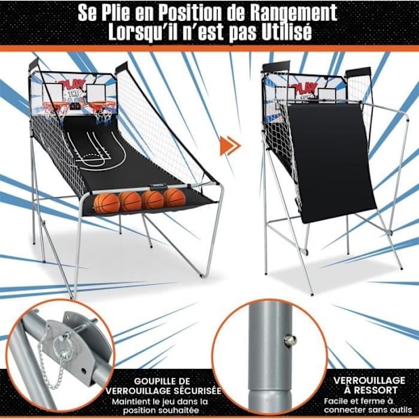 COSTWAY Double Hoop hopfällbar arkadbasketbåge med 8 spellägen Elektronisk poäng LCD-skärm 4 spelares spel