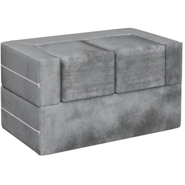 COSTWAY modulsofa til børn 3 dele cabriolet skum, foldbar sovesofa til soveværelse, stue, 100 x 52 x 42 cm, Grå