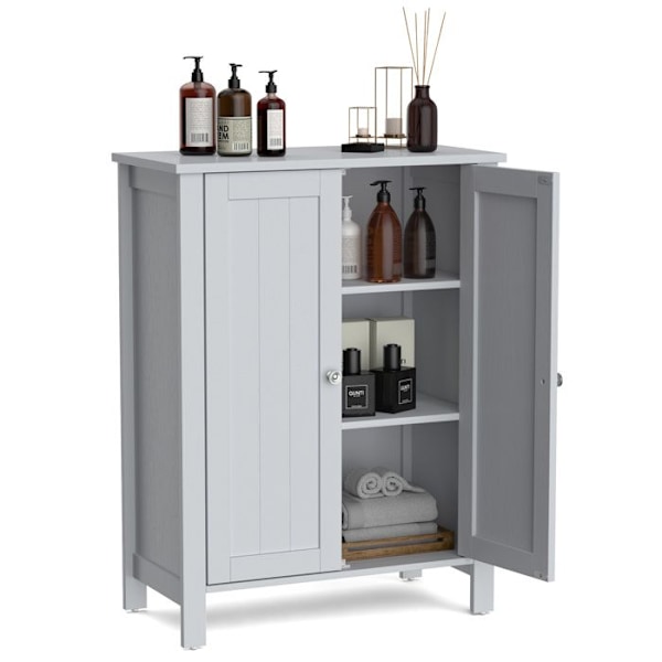COSTWAY Badeværelsesmøbel, Opbevaringsskab på Føder med Justerbare Hylder, 60 x 30 x 80,5 cm, Maksimal Belastning 30KG, Grå