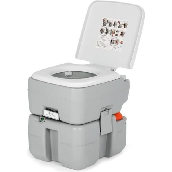 COSTWAY WC Bærbart campingtoilet 10L affaldstank 20L skyllepumpeniveauindikator Roterende afløb