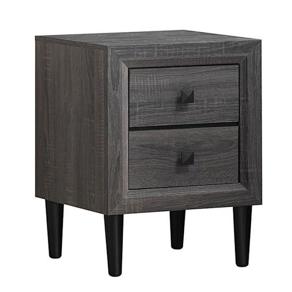 COSTWAY Moderni yöpöytä kahdella laatikolla, 40 x 39,5 x 55 CM, massiivipuujalat ja -kahvat, harmaa Grå