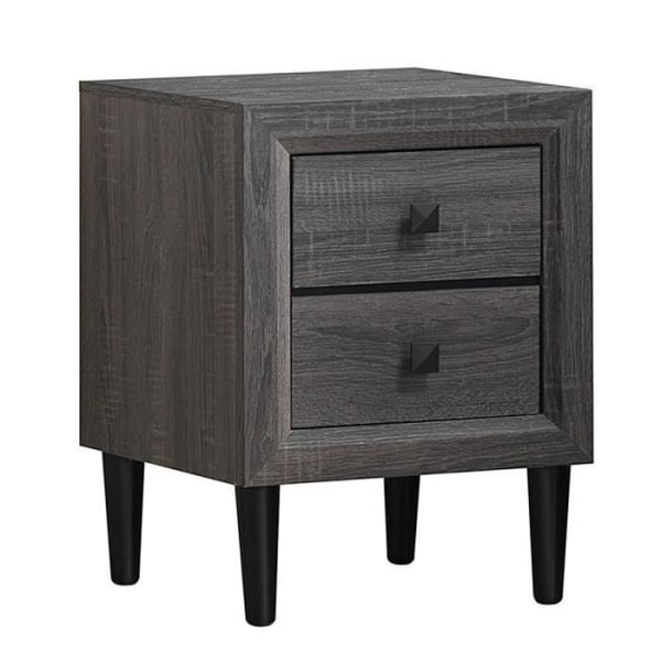 COSTWAY Modernt sängbord med 2 lådor, 40 x 39,5 x 55 CM, med ben och handtag i massivt trä, grå