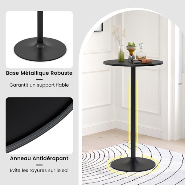 COSTWAY Baaripöytä 60 x 60 x 101,5 cm - Metallinen Jalusta Ruokasaliin, Ravintolaan