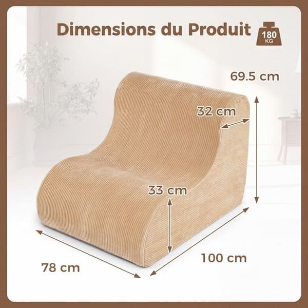COSTWAY Ergonomisk Enskild Fåtölj Hög Densitet Skum Beige 100x78x69,5cm Avtagbart Antislipöverdrag Vardagsrum Sovrum beige