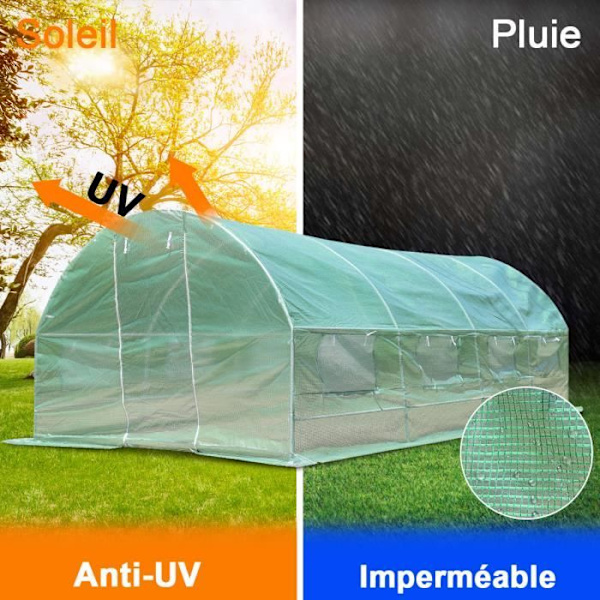 Havetunnel Drivhus 300*600*200cm PE Anti-rust Stål Tomat Drivhus med dobbeltsidet lynlås Anti-UV Vandtæt