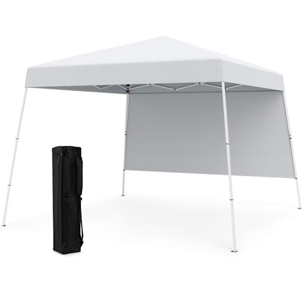 COSTWAY Pop-Up Foldbar Telt 3 x 3 M med 1 Sidevæg - Solbeskyttelse UPF50+ - Bærbar Rygsæk til Camping, Hvid