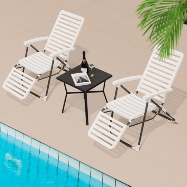 COSTWAY Sæt med 2 liggestole - Justerbart ryglæn i 7 niveauer - Solseng - Pool, strand, have