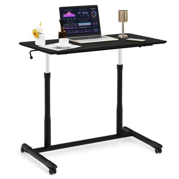 COSTWAY sitt-stående skrivbord, höjdjusterbar vev 70 - 106,5 CM med bricka 95 x 52 CM svart