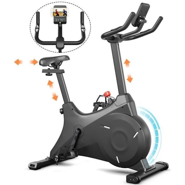 COSTWAY Indendørs magnetisk motionscykel Ubegrænset modstand med bælte Justerbar sadel LCD-skærm Svinghjul 4 kg