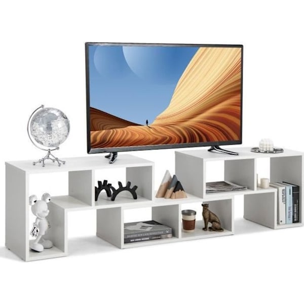 COSTWAY 65" TV-möbel i 3 delar modulär, modulär bokhylla för vardagsrum, sovrum, TV-möbel i trä, 135x30x43cm, vit