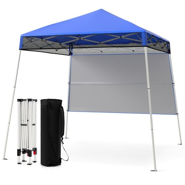 COSTWAY Have Telt 182 x 182 cm med Sidepanel - Sammenklappelig Telt med Justerbare Skråstøtter Blå