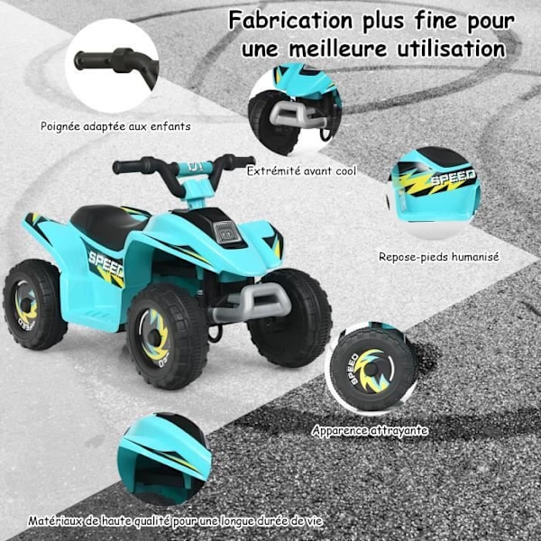 COSTWAY Elektrisk Quad til børn 6 V 4,5 Km/H max. Buggy bil til børn 3 år+ blå Blå