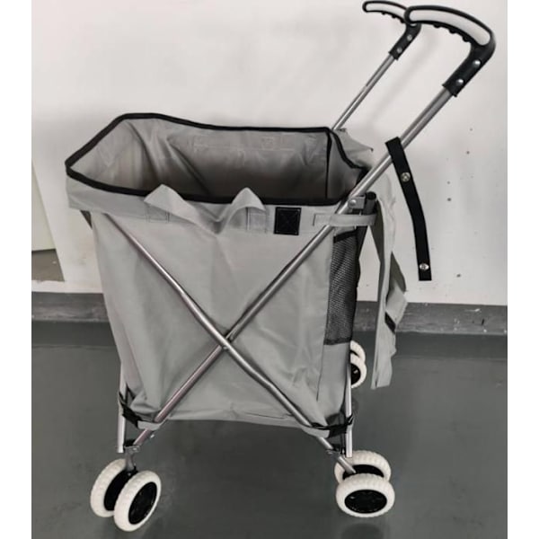 COSTWAY-90 L Foldbar Indkøbskurv - 360° Bremsning og Styring - Oxford Taske - Vandtæt - Stålramme - 54 kg Kapacitet - Grå Grå Rosa Röd