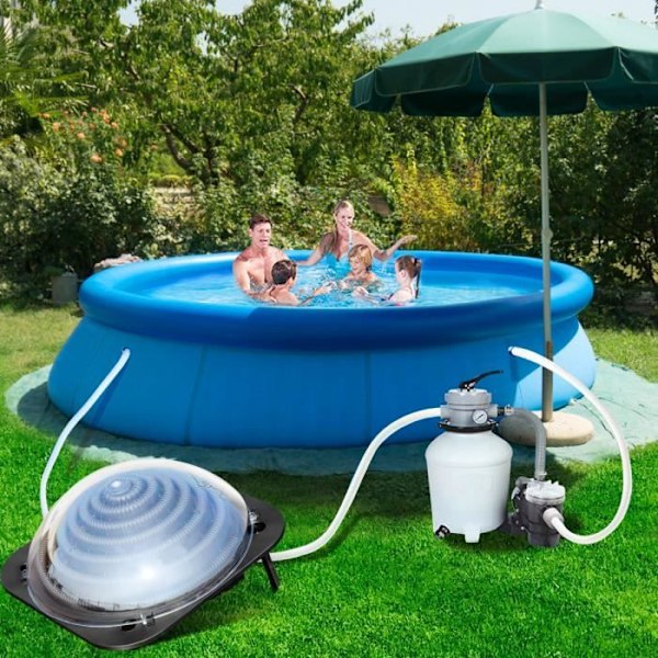COSTWAY Solcellsuppvärmning för Pool 98 x 37CM i PP, PC, PE med 2 Fällbara Stöd för att Höja Vattentemperaturen