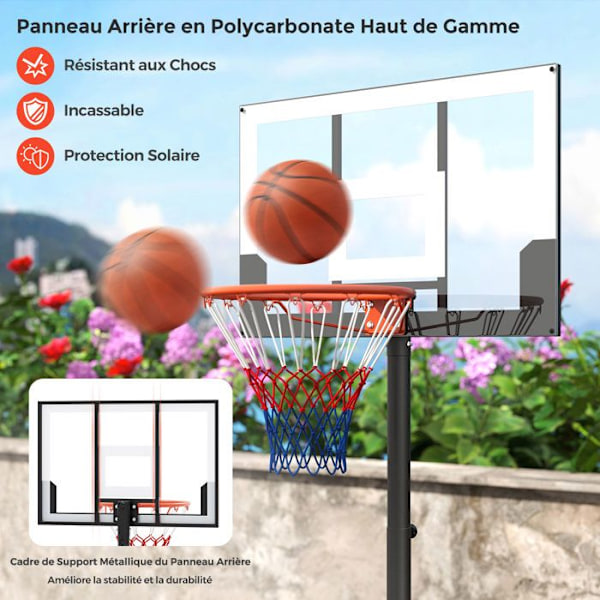 Basketballkurv på Rullende Fødder COSTWAY - Justerbar Højde 100-212 CM, Fyldbar Base, til Pool, Kørsel, Indendørs
