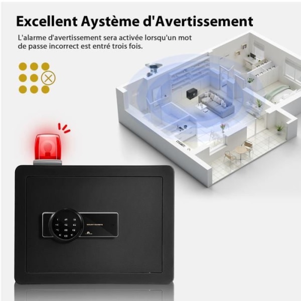 COSTWAY elektroniskt säkerhetsskåp med numerisk knappsats, 2 nycklar, larmsystem, 40 x 30 x 31 CM (L x B x H)