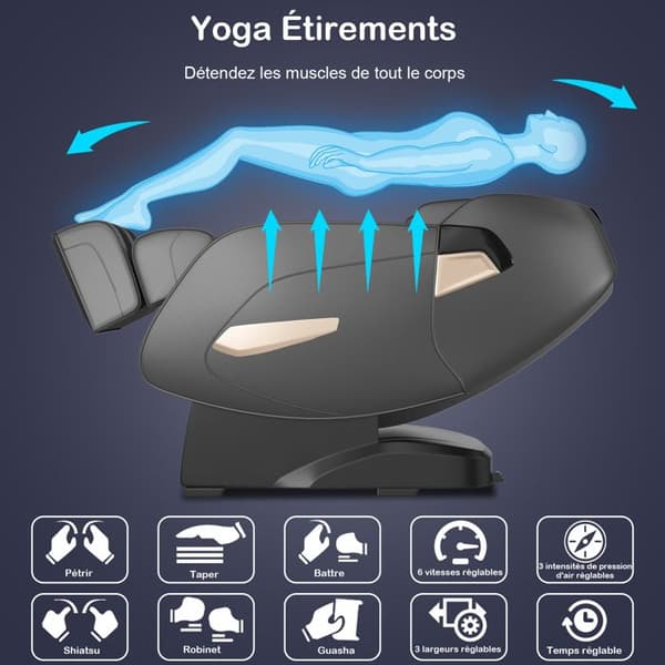COSTWAY Elektrisk Massage Stol med Zero Gravity, 12 Automatiske Programmer, 6 Massage Teknikker og Sort Rulle