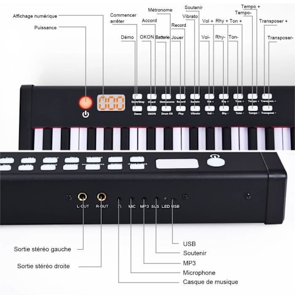 COSTWAY 88-key børns digital synthesizer klaver med MIDI og Bluetooth funktion, dynamisk justering, Sustain Pedal