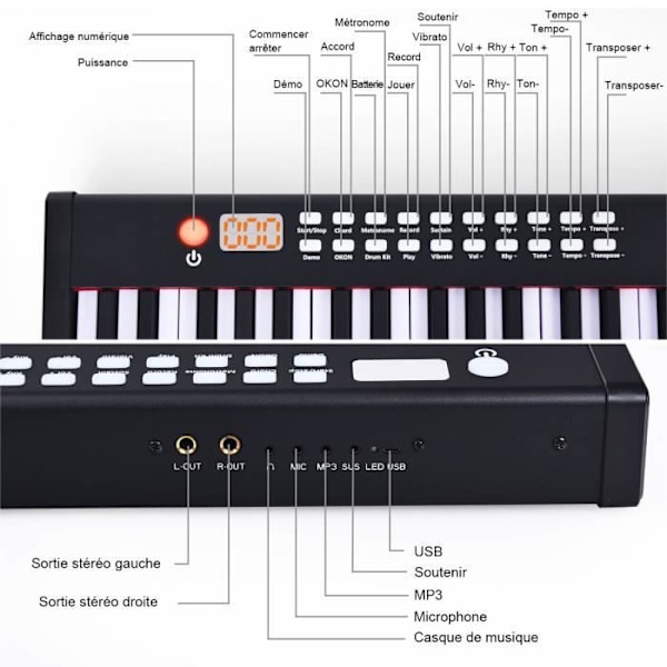 COSTWAY 88-Keys Digital Synthesizer för barn Piano med MIDI och Bluetooth-funktion, dynamisk stämning, Sustain Pedal