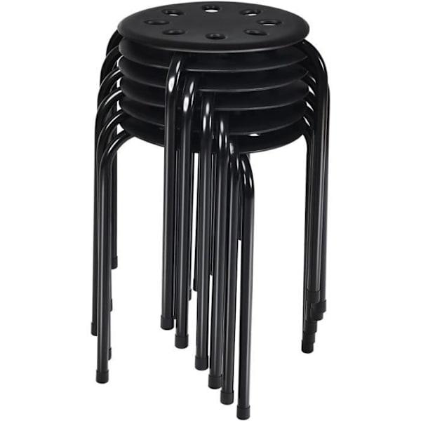 COSTWAY 6 stapelbara pallar 30 x 40,5 cm (Dia x H), Stabil X-formad metallram för vardagsrum, kök, bistro, svart Svart