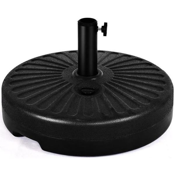 COSTWAY Rund Parasol Base Vandinjektion 23L Plast Sort Parasol Plader til Terrasse, Gårdhave, Have