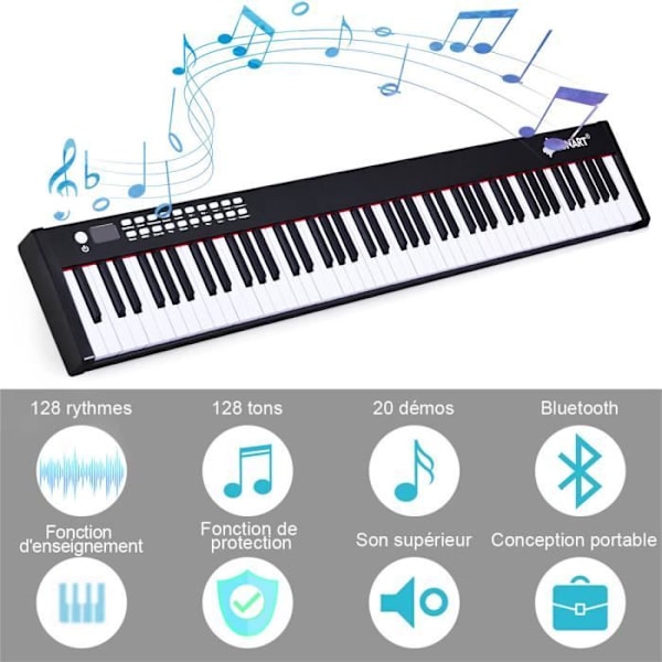 COSTWAY 88-key børns digital synthesizer klaver med MIDI og Bluetooth funktion, dynamisk justering, Sustain Pedal