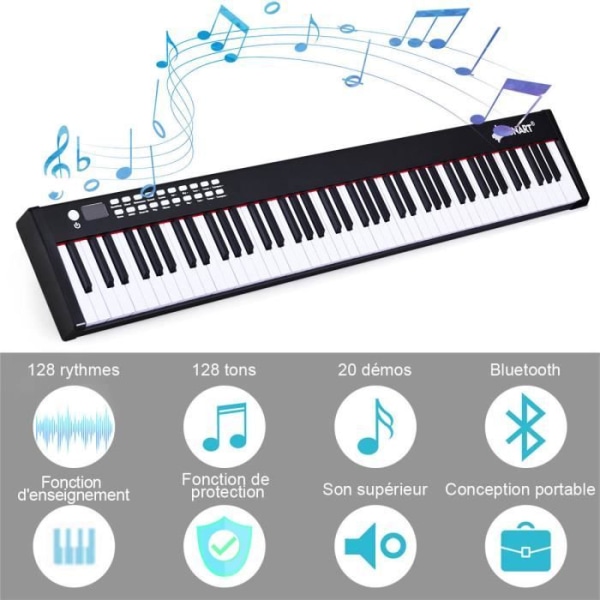 COSTWAY 88-Keys Digital Synthesizer för barn Piano med MIDI och Bluetooth-funktion, dynamisk stämning, Sustain Pedal
