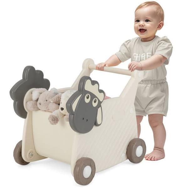 COSTWAY Barnvagn för spädbarn, Barnvagn för barn 1-3 år, Beige Beige + Grå