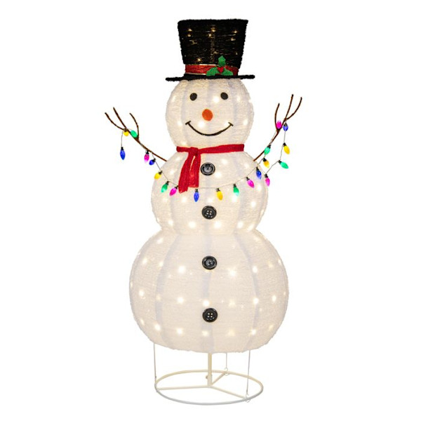 COSTWAY 180 cm förbelyst julsnögubbe med 20 färgglada fairy-ljus och 180 LED-lampor