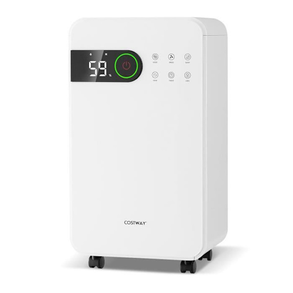 COSTWAY Affugter 15 L/Dag 156W 2L Tank Sleep Mode, 24 H Timer, LED Display Touch Control, Kontinuerlig Evakuering
