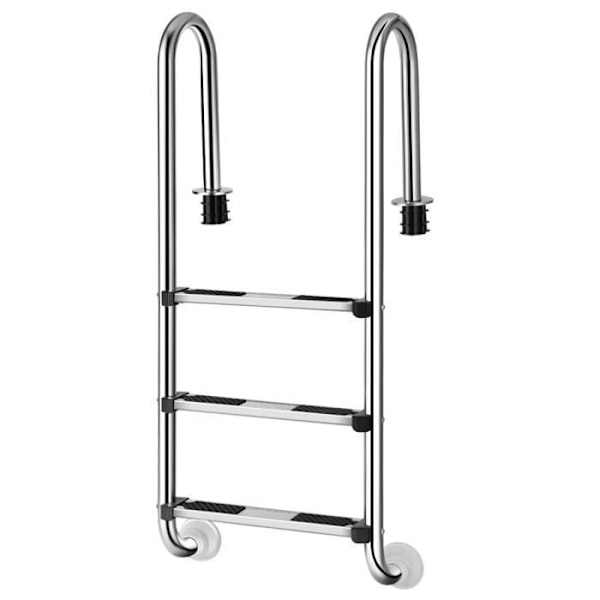 COSTWAY 3-stegs poolstege i rostfritt stål, gummibelagd halkfri stegpinn (max 200 kg) Pengar