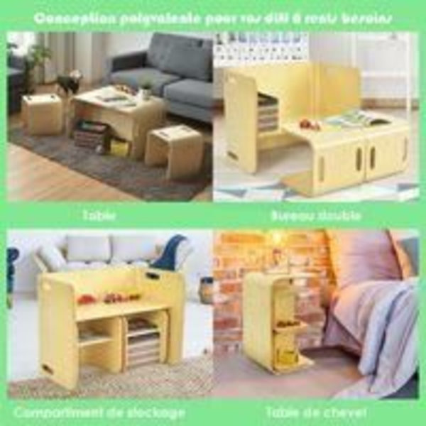 COSTWAY lasten pöytä tuoleineen, moderni design koivua piirtämiseen, syömiseen, opiskeluun ja leikkimiseen Beige