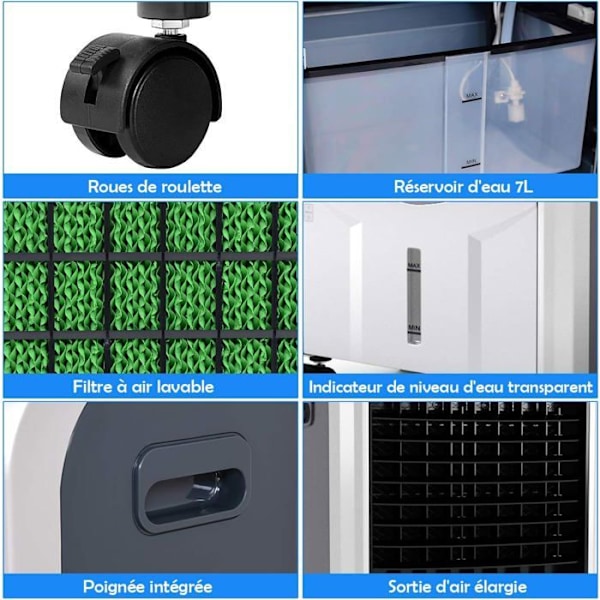 5 i 1 Mobil Airconditioner 2000W COSTWAY - Kold/Varm - Luftkøler med Fjernbetjening - 8 Timer Timer - 3 Hastigheder - 70° Oscillation