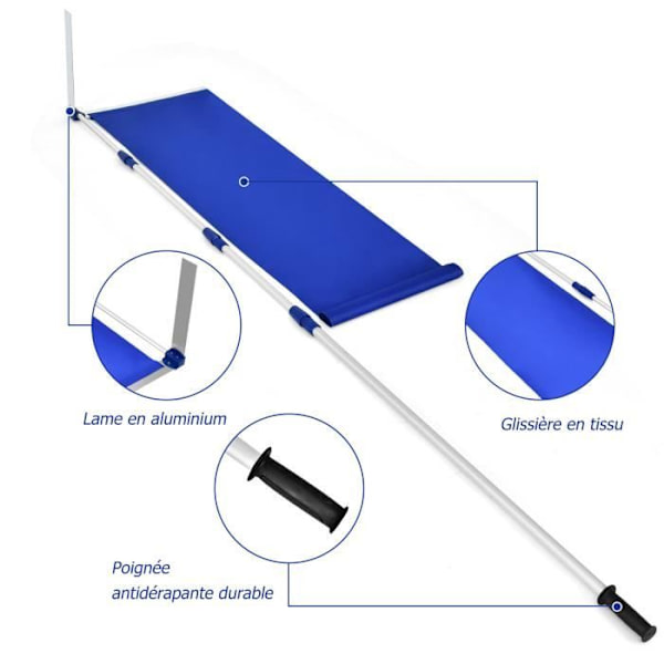COSTWAY sneskovl til aluminiumstag Længde 189-620 cm Udtrækkeligt og skridsikkert håndtag Bredt blad 43 cm glat stof
