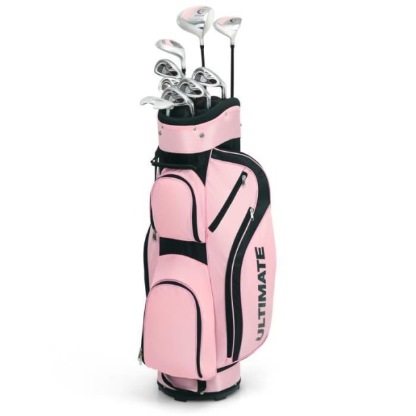 COSTWAY, komplett golfset för kvinnor, 10 delar, 9 golfklubbor, legeringsdrivrutiner, 3# trä, 4# hybrid, 6#-9# järn och väska