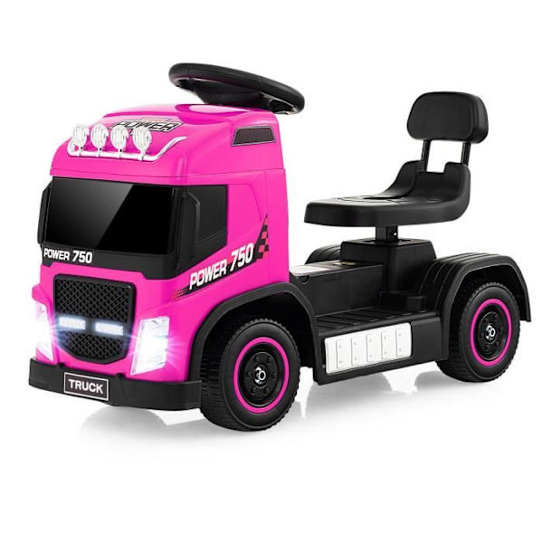 COSTWAY Elbil för barn 6V Lastbil - Musik, Horn, LED - Höjdjusterbar sits - 18 till 72 månader - 20 kg - Rosa Rosa