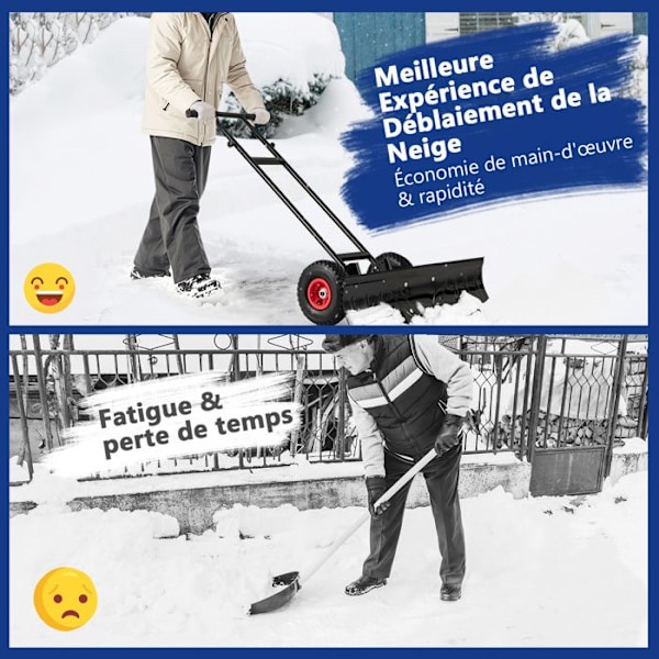 COSTWAY metallinen lumilapio 91,5 cm - Kaksisuuntainen kallistusterä - Säädettävä korkeus ja kulma - 2 luistamatonta pyörää