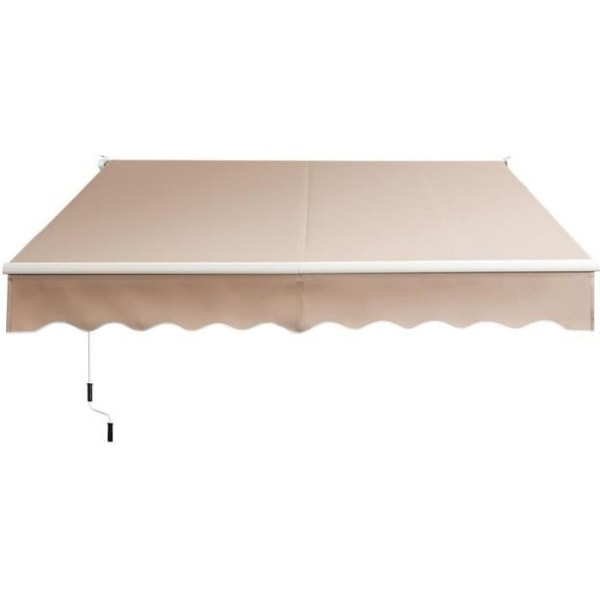 COSTWAY Butiks Banner Manuel Retractable Justerbar Vinkel 40°-100° uden Boring 295x250CM til Vindue/Balkon Beige