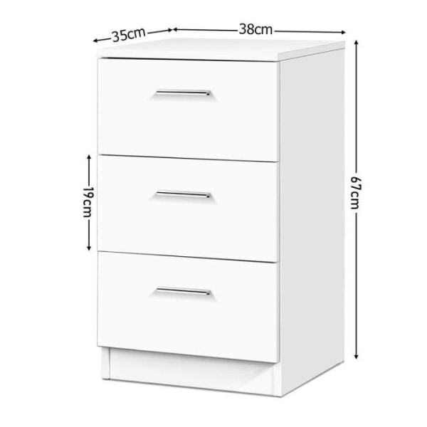 Træ sengebord med 3 opbevaringsskuffer Opbevaringsboks til soveværelse og stue 35x38x67 CM Hvid Vit