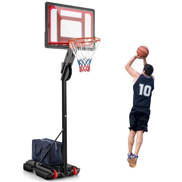 COSTWAY Fritstående Basketball Hoop 105-260cm Justerbar Højde-82cm Backboard-2 Hjul-35L Vandfyldbar Base-Udendørs
