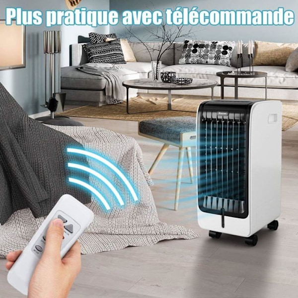 Mobilt Klimaanlæg 6L 4 i 1 COSTWAY-Luftkøler, Ventilator 75W-Fjernbetjening-Timer 8H-3 Hastigheder-32x25x57 cm-LCD Skærm Vit