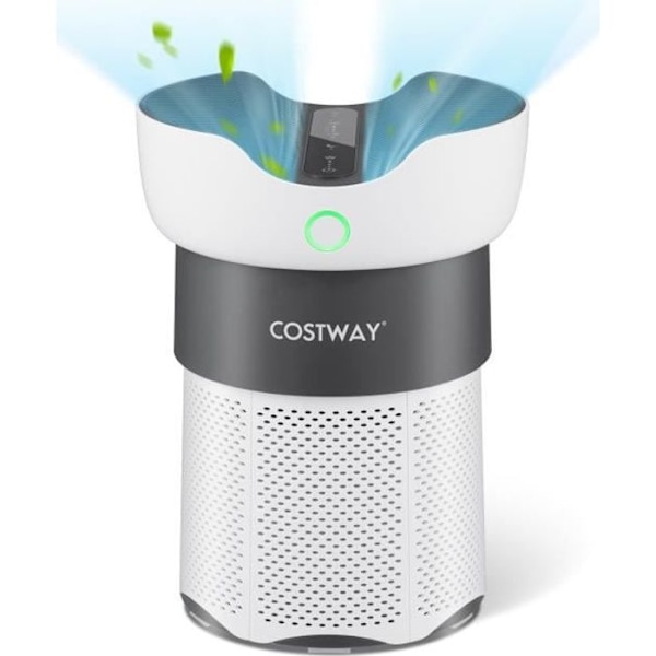 COSTWAY Ilmanpuhdistin Jopa 120 m² 16 W H13 True HEPA 99,99 % CADR 200 m³/h Lepotila, Ajastin, 4 nopeutta kosketusnäyttö