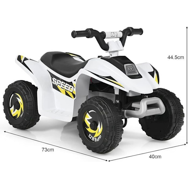 COSTWAY Elektrisk Quad til børn 6 V 4,5 Km-H max. Buggy bil til børn 3 år+ hvid Vit